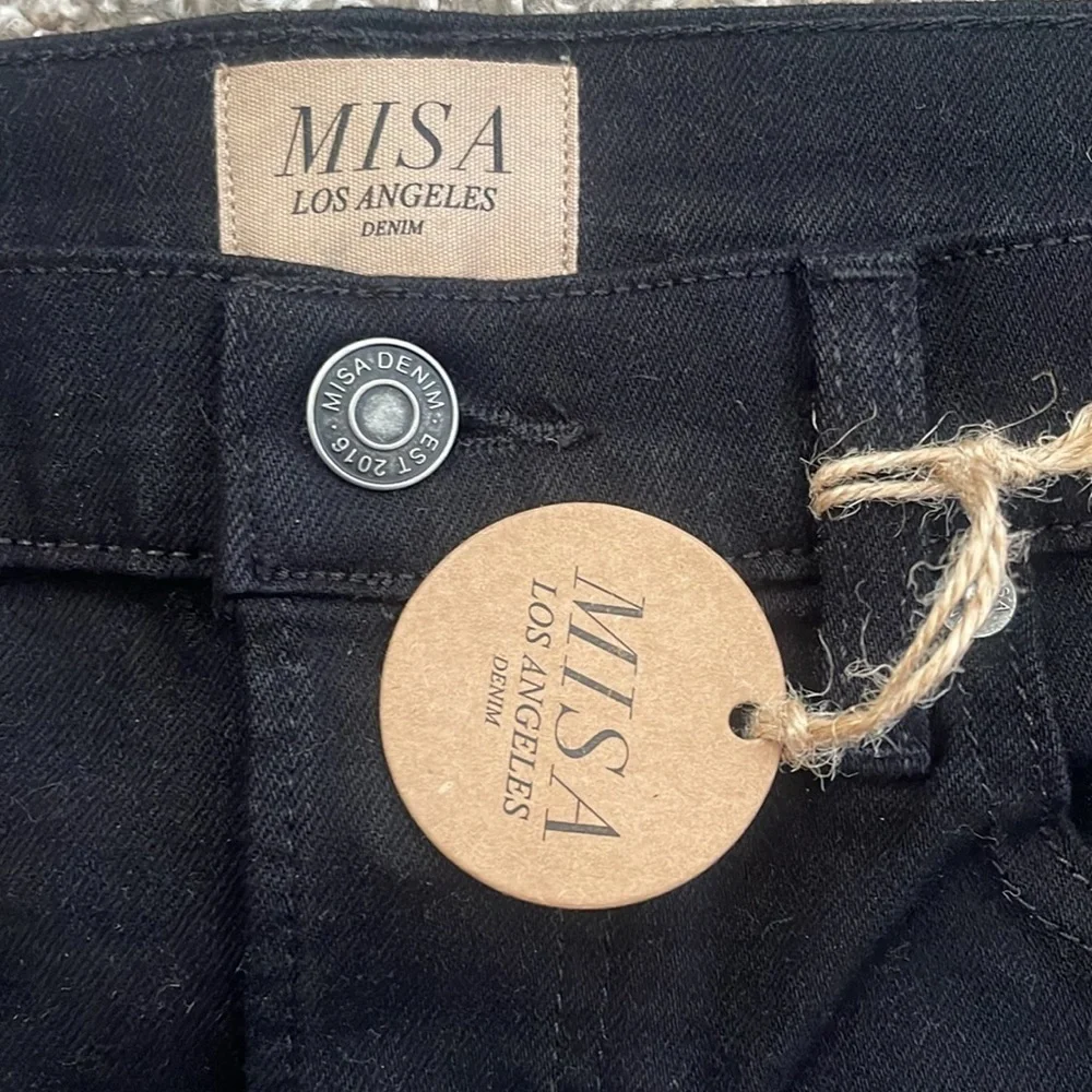 NWT MISA Los Angeles Super Star Asymmetrical Mini Skirt black wash